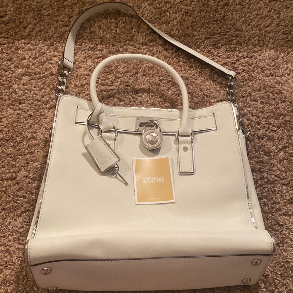 Michael Kors white large Hamilton Handbag